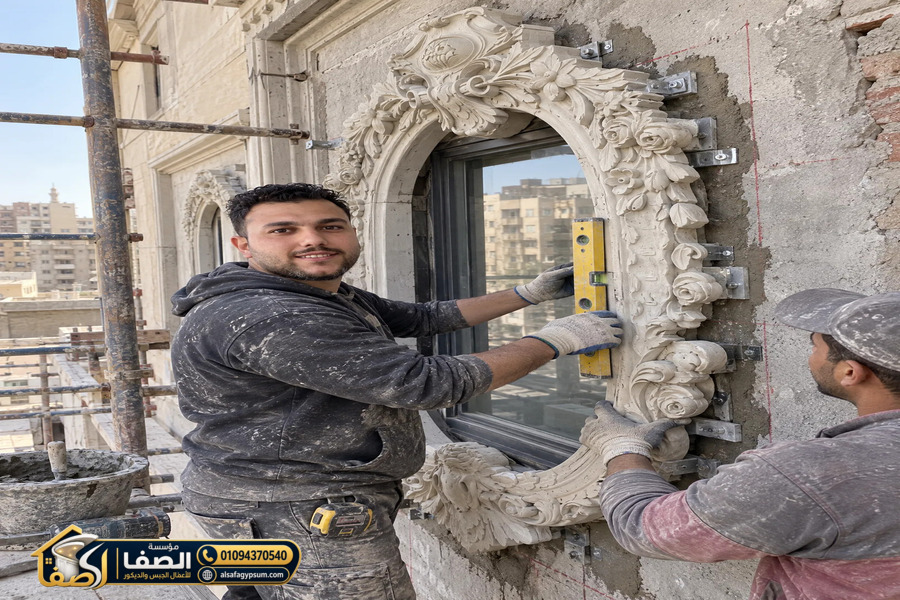 فحص وتجهيز قطع GRC قبل التركيب في القاهرة